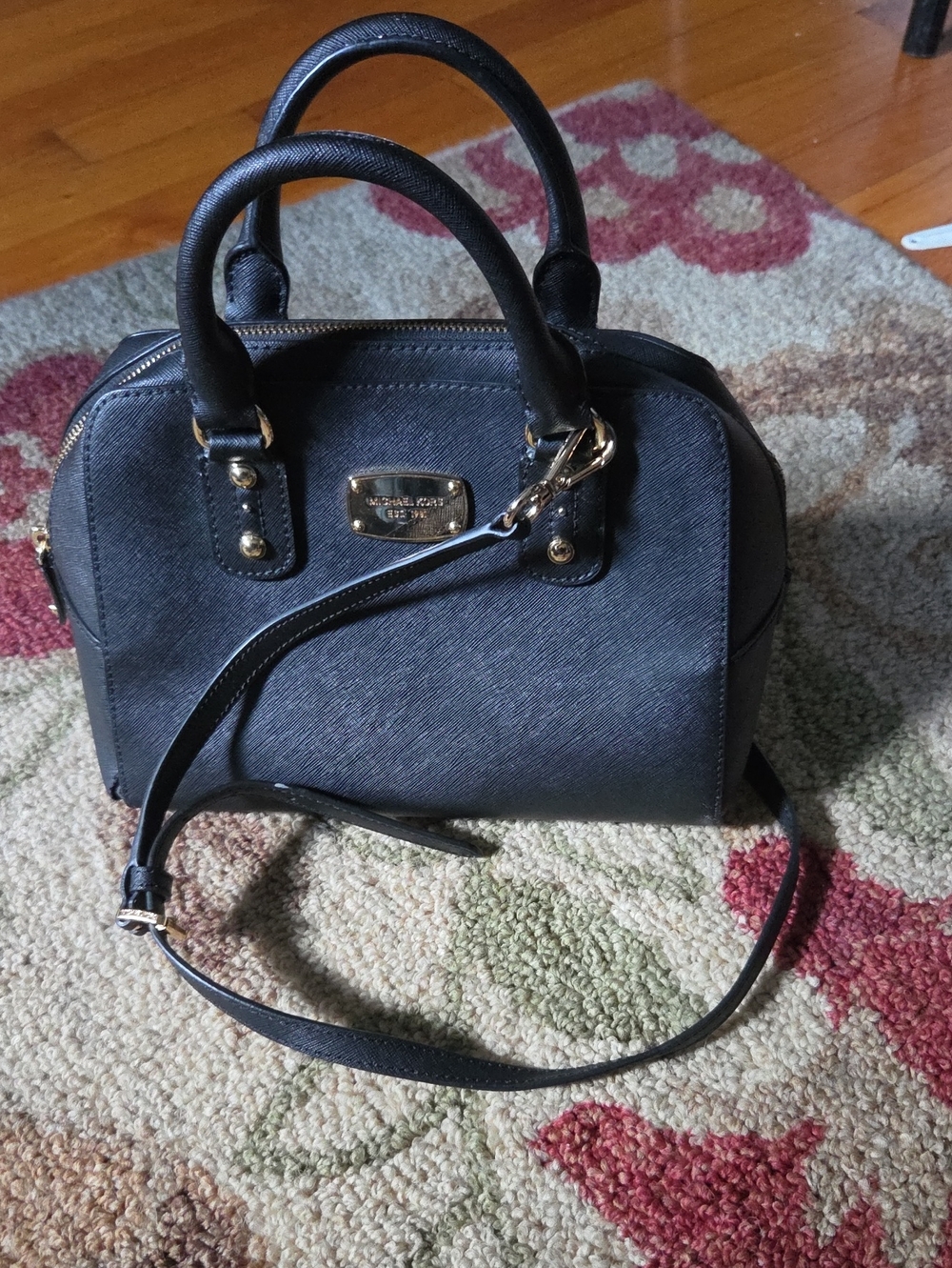 Michael Kors Black Saffiano Satchel with Detachable Strap